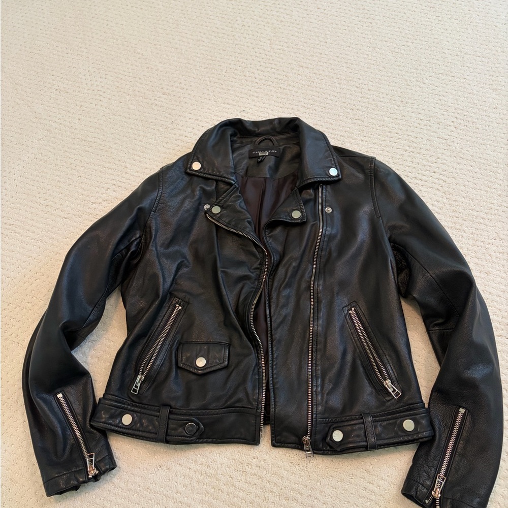 Slate & Willow Black Leather Moto Jacket Women’s Medium